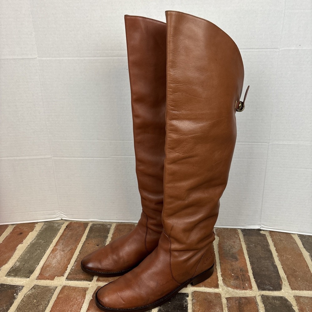 Coach Cheyenne OTK  Leather Riding Boots Women's Size 11M Vintage 90's New Soles - Picture 7 of 11